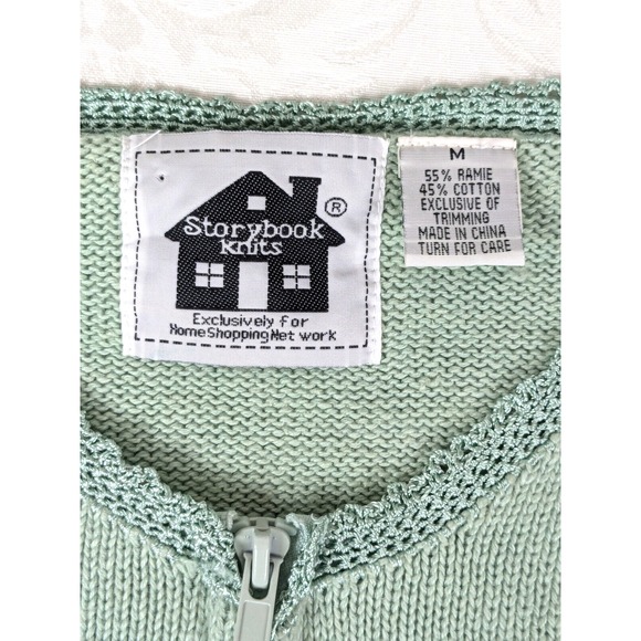 Storybook Knits Vintage Floral Cardigan Sweater Ramie Cotton Size Medium - Picture 6 of 8